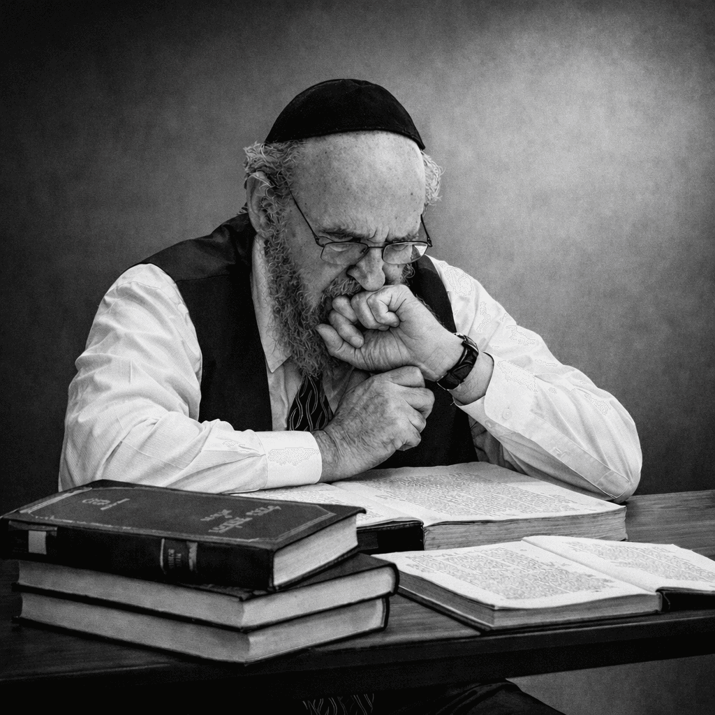 Rabbi Zweig studying